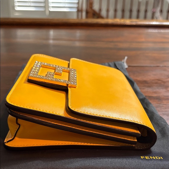 FENDI Fab Leather Crystal Mini Crossbody Bag - Picture 6 of 15